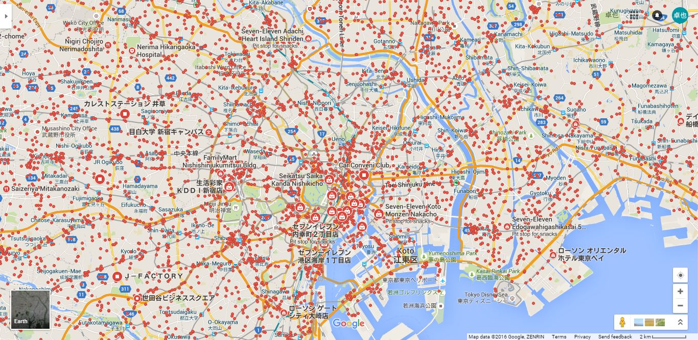 Map for Japanese Convenience Store